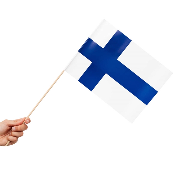 Papirsflag på pind 10 stk. Finland