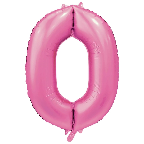 0 Tal Mat Pink Lyserød folieballon 86 cm. 