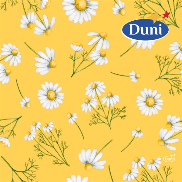 Duni Frokostservietter 33x33 cm. 20 stk Design Pretty Daisy Yellow