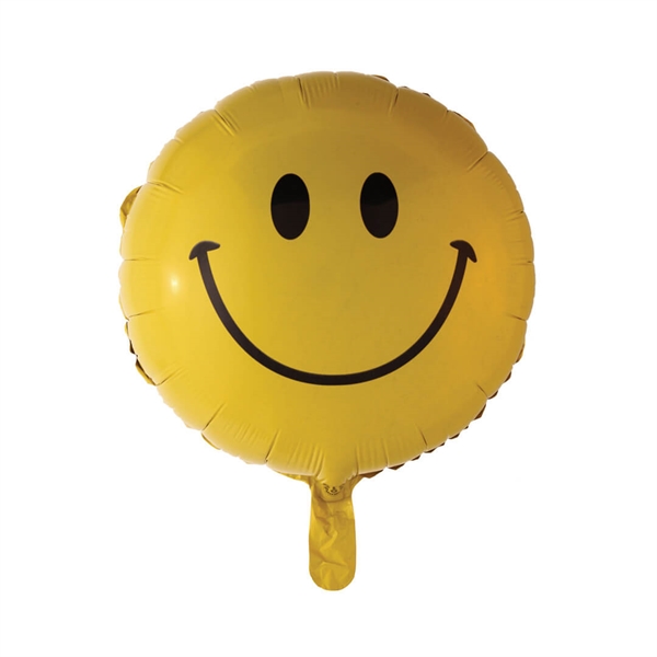 Folieballon rund 45 cm. Smiley Gul